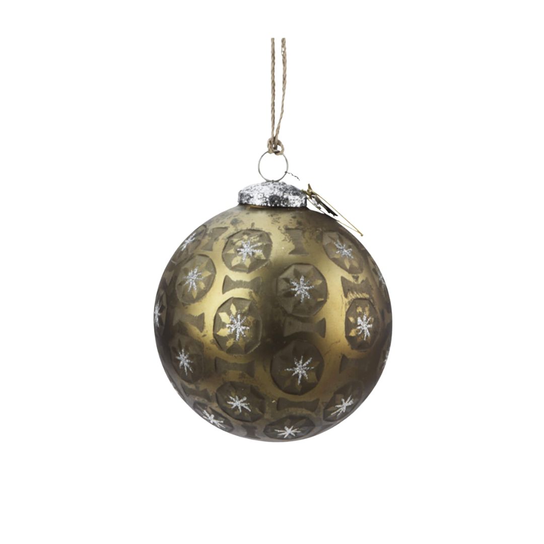 WALTHER OG CO JÓLAKÚLA MEÐ GLITRANDI STJÖRNUM (GOLD GLASS) 12cm