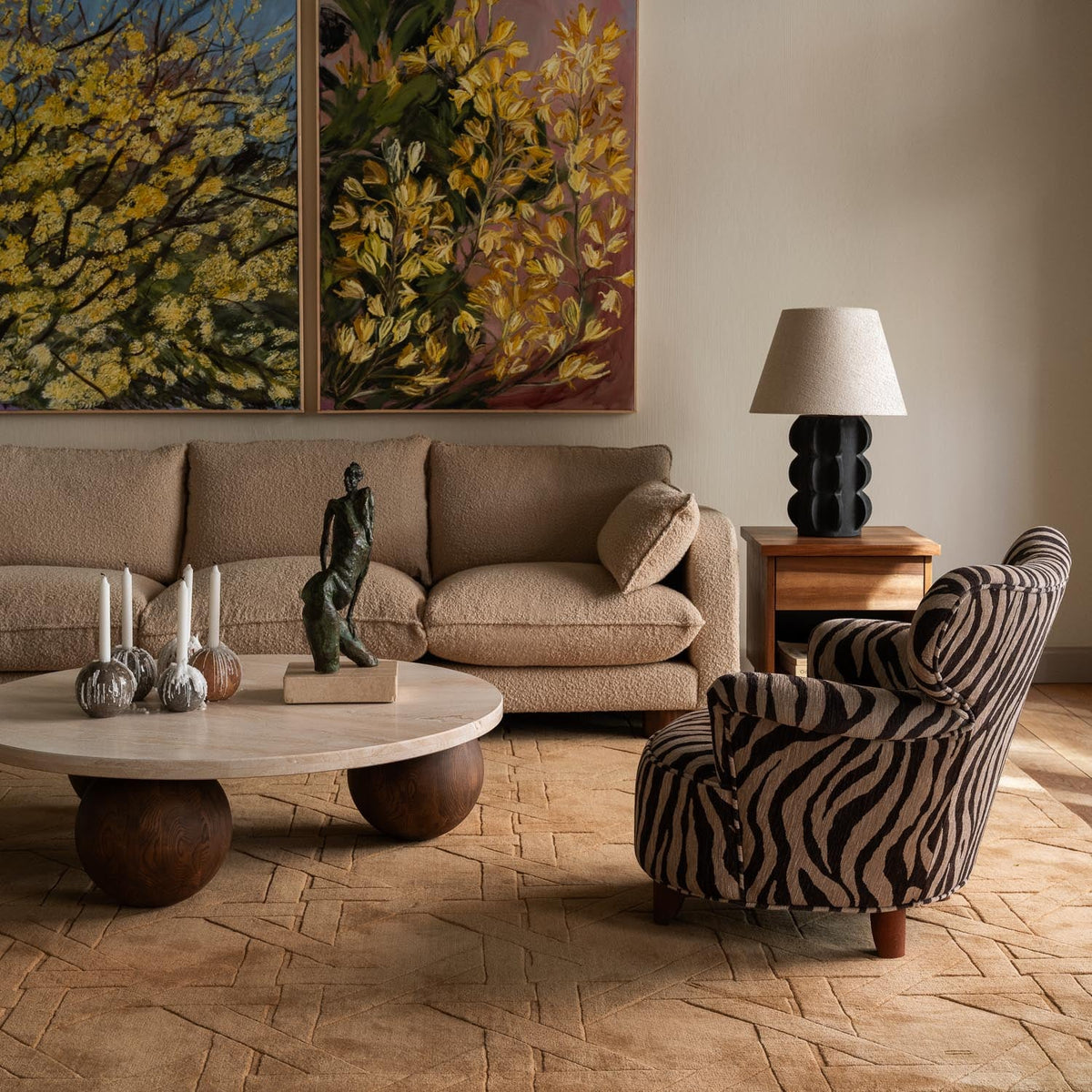 SPHERE SOFABORÐ TRAVERTINO BIANCO 120 CM