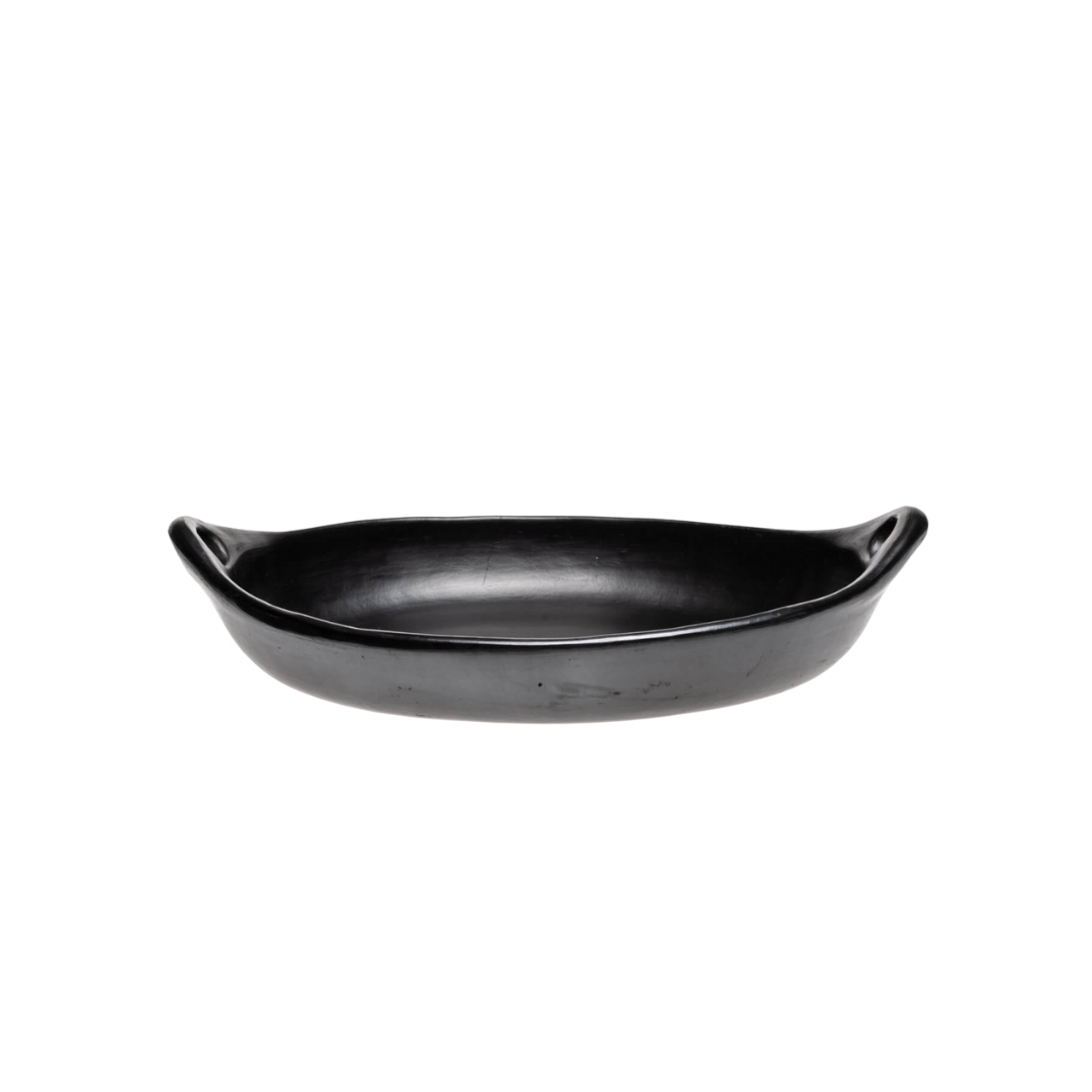BLACK POTTERY OVAL FAT 36x47x12cm