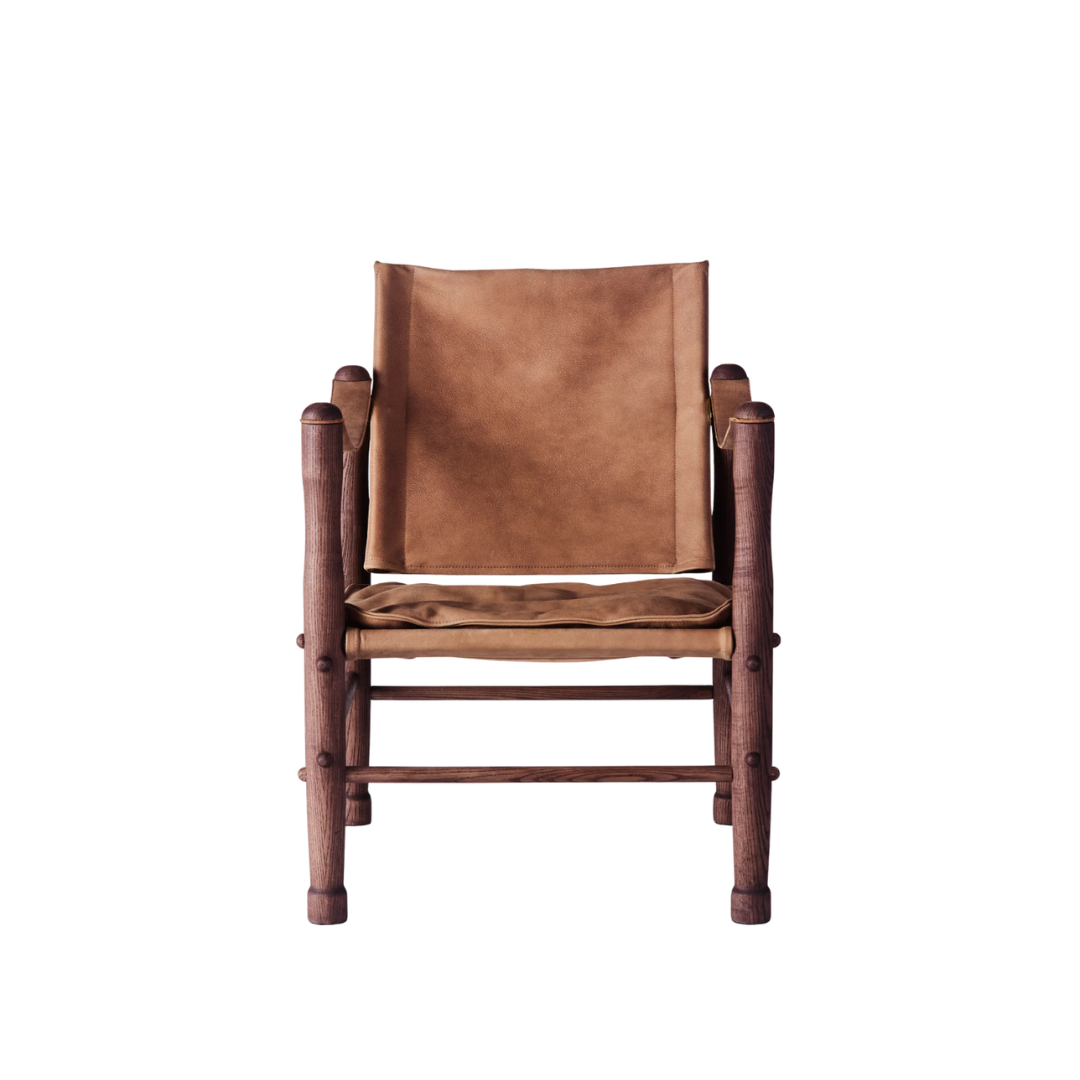 SAFARI STÓLL LEÐUR BRÚNT GRIND DÖKK