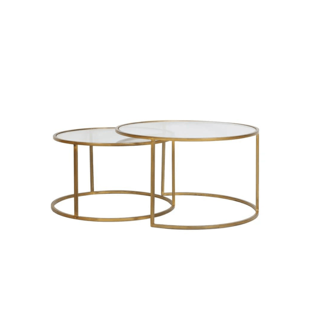 DUARTE SÓFABORÐ GLASS/GOLD 65/75CM 2 STK