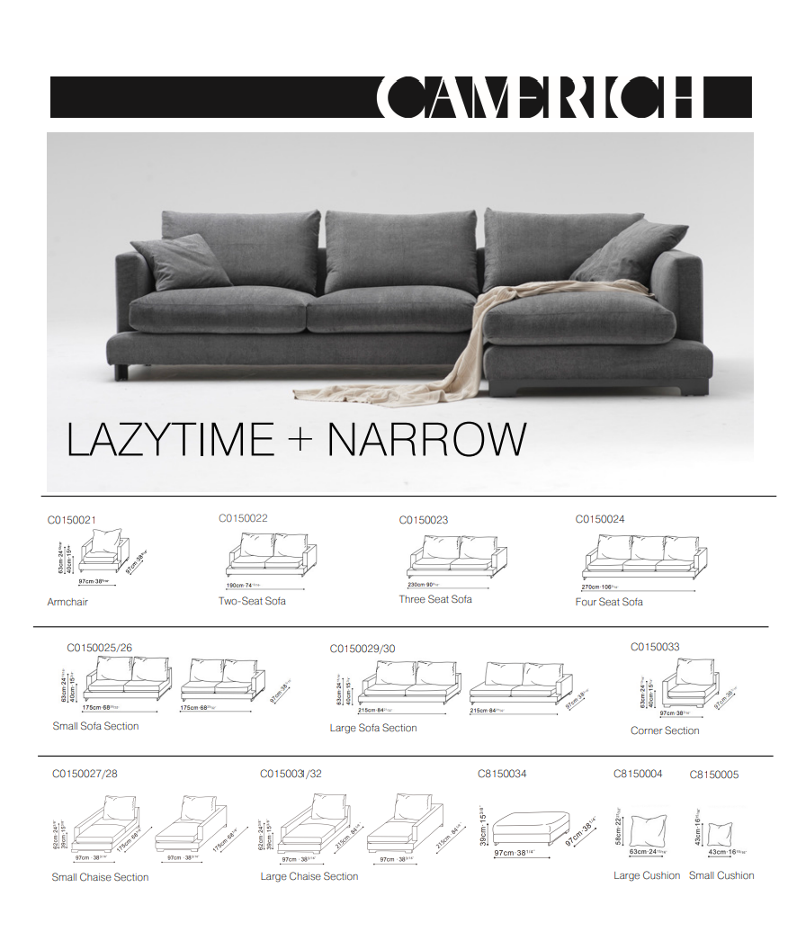 CAMERICH LAZYTIME SÓFI 230 cm Í ÁKLÆÐI