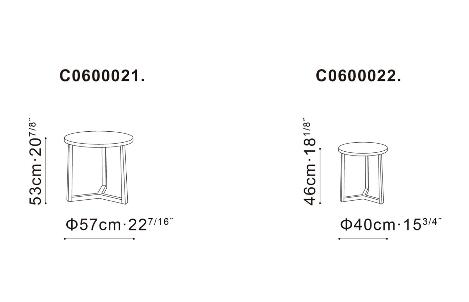 CAMERICH TERI HLIÐARBORÐ 2 STK Í SETTI 42 & 57 CM