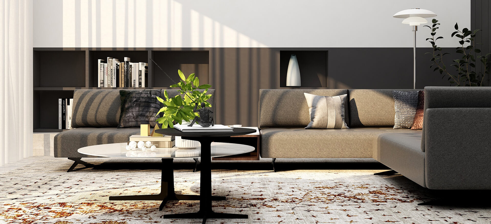 CAMERICH VARY SÓFABORÐ MEÐ HVÍTUM CARRERA MARMARA 100x36cm