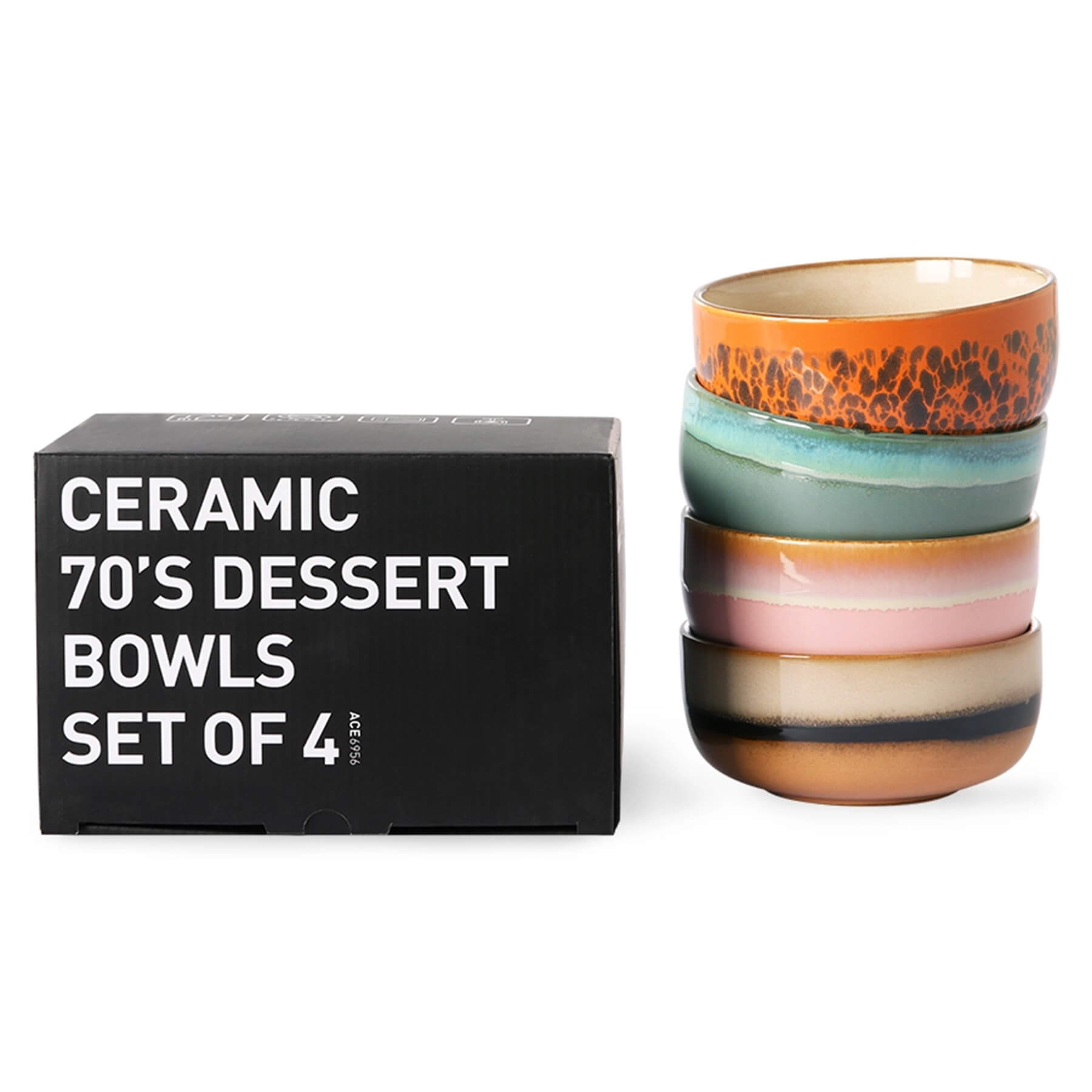 HK Living SKÁLASETT CIRIUS 70´S CERAMIC 4 STK/PK