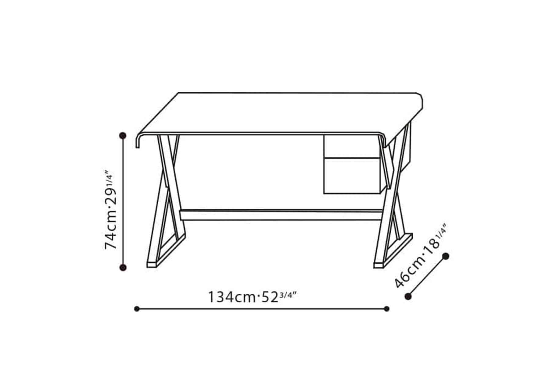 CAMERICH BETTY SKRIFBORÐ Í SVARGRÁRRI EIK 74x46x134 cm