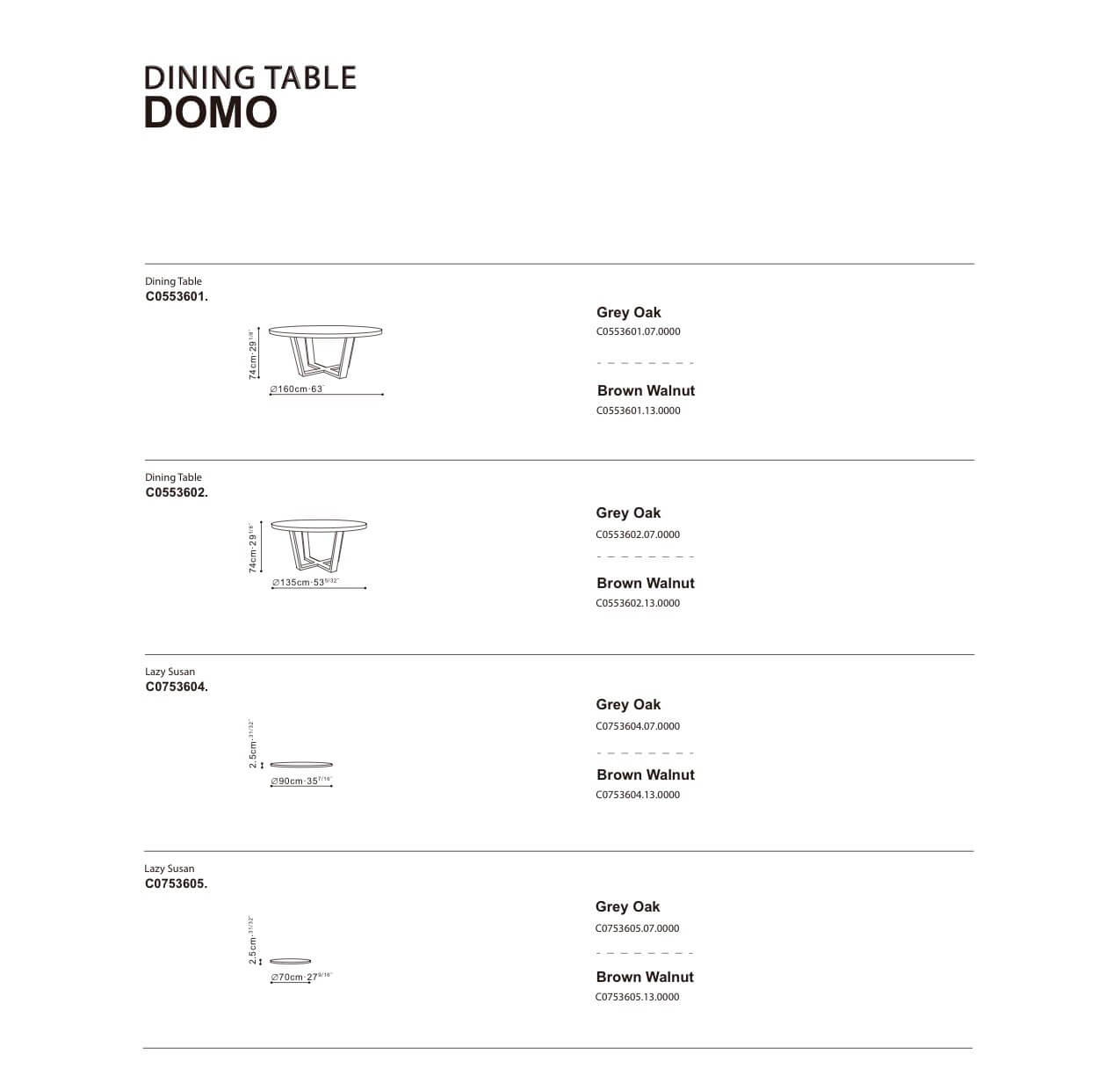 CAMERICH DOMO HRINGBORÐ Í SVARGRÁRRI EIK 135cm