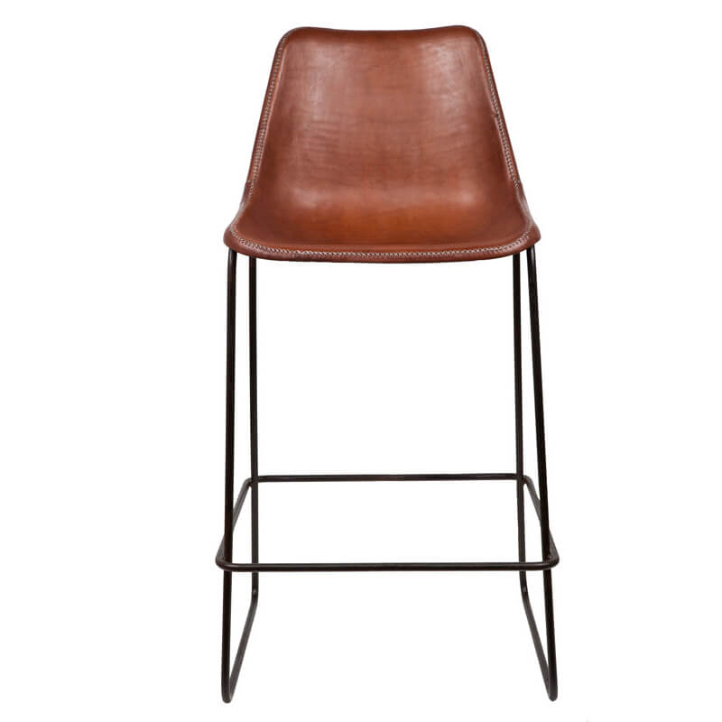 SOL Y LUNA GIRON BARSTÓLL BRÚNT LEÐUR JÁRNRAMMI