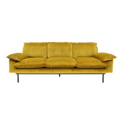 HKliving RETRO SOFI 3JA SÆTA ÁKL VELVET MUSTARD
