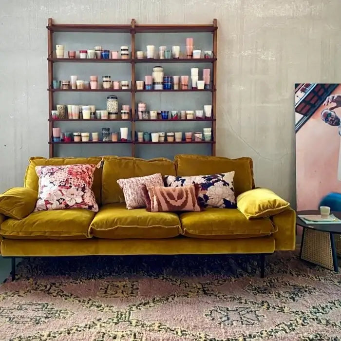 HKliving RETRO SOFI 3JA SÆTA ÁKL VELVET MUSTARD