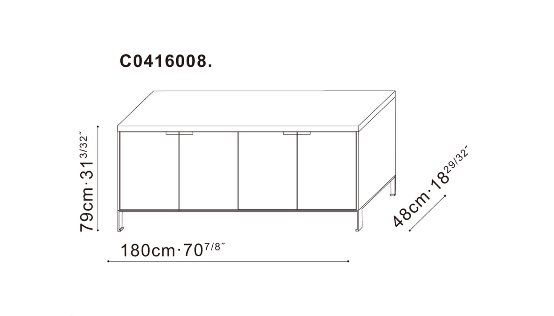 CAMERICH MAX SKENKUR Í GRÁRRI EIK 79x48x180cm