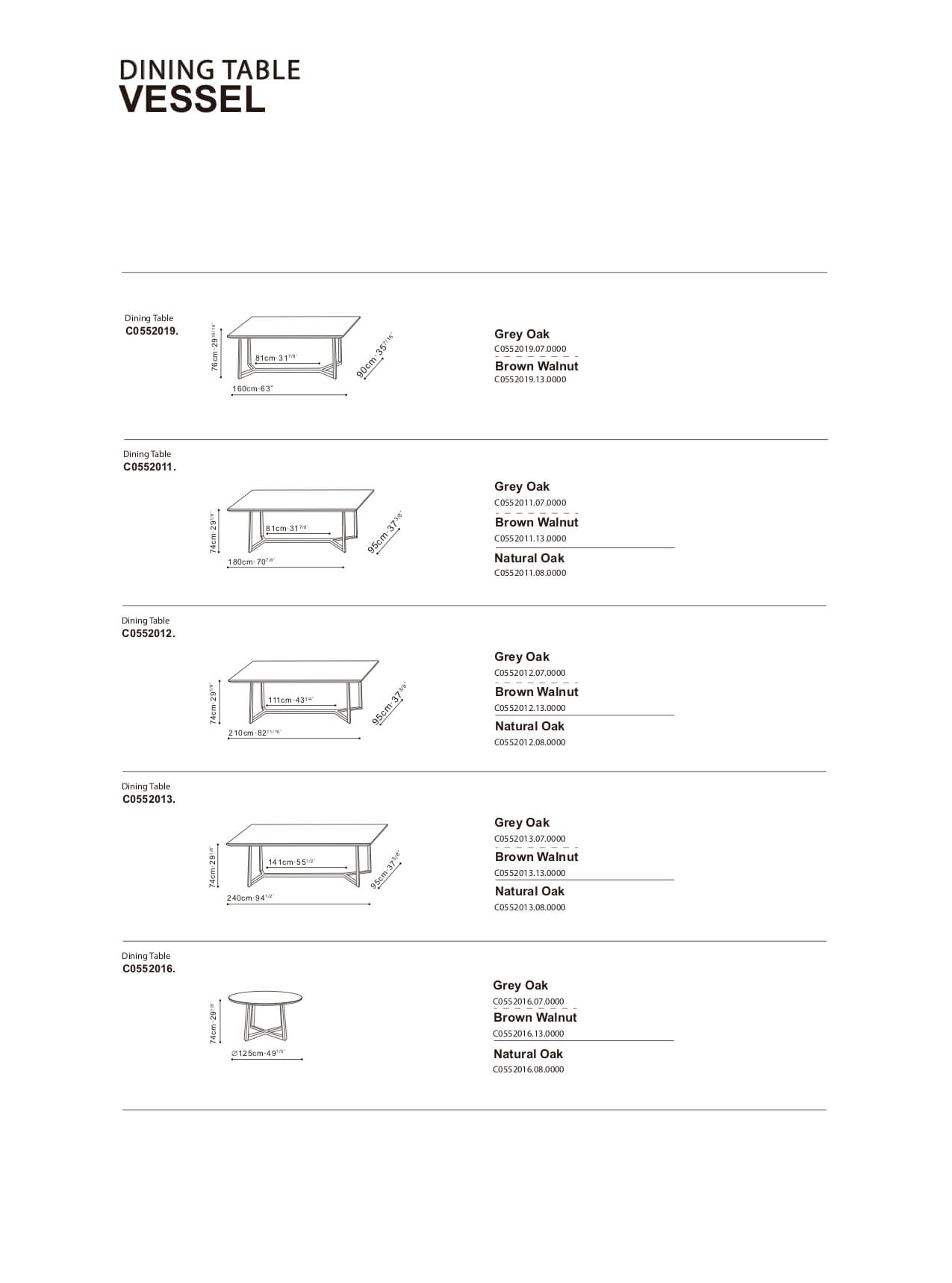 CAMERICH VESSEL HRINGBORÐ 125CM GRÁ EIK